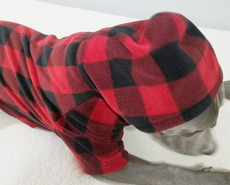 Black Red Buffalo Plaid Anti Pill Basic Fleece Big Dog Pajamas ...