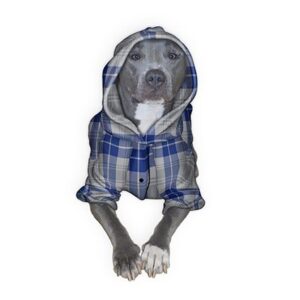 blue gray plaid dog pajama