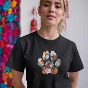 Paw Flowers Short Sleeve Cotton Tshirt - Image 3