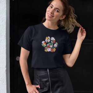Paw Flowers Short Sleeve Cotton Tshirt - Image 4